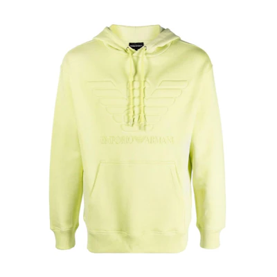 Emporio Armani SS23 Yellow Embossed Letter Long Sleeve Hoodie. 3R1M7Q1-JWEZ-0206