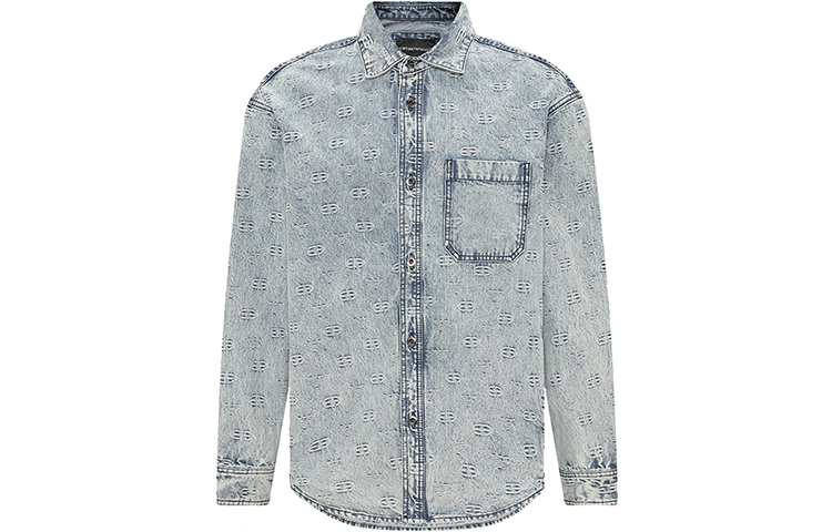 Order EMPORIO ARMANI SS23 All-Over Logo Shirt Blue Menswear 6L1CE3-1DMAZ-0943