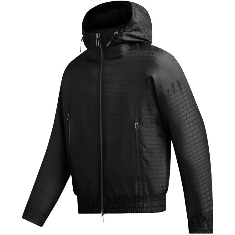 Emporio Armani SS23 All-Over Logo Zip-Up Hoodie Jacket Men’s Black 6L1BN9-1NNGZ-0028