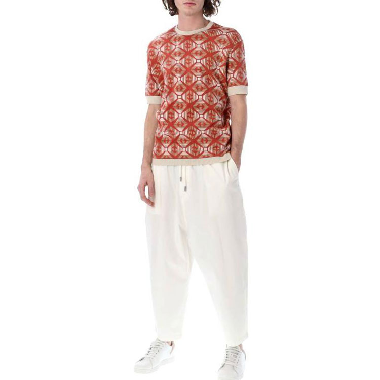 Lookbook EMPORIO ARMANI SS23 All-Over Print Crewneck Short Sleeve T-Shirt Orange Mens 3R1T6G-1JXBZ-F213