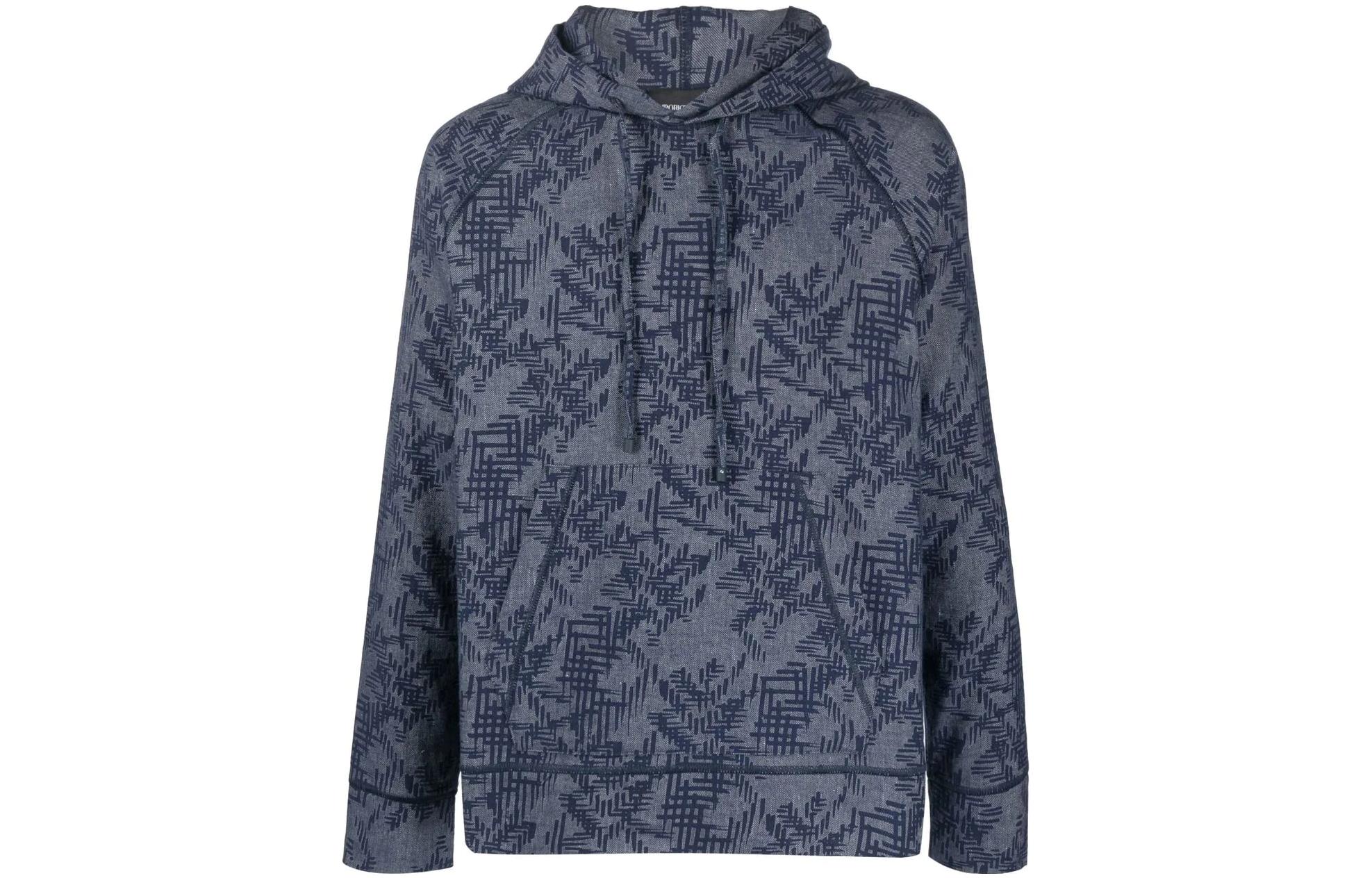 Emporio Armani SS23 All-Over Print Hoodie Blue 3R1B6P-1NV4Z-0920