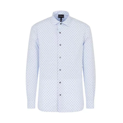 Emporio Armani SS23 All-Over Print Long Sleeve Shirt Men’s Blue. 3R1C86-1K0BZ-F747