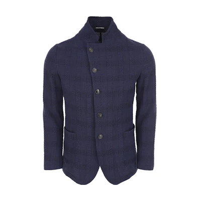 Emporio Armani SS23 Asymmetric Button Solid Blazer - Navy Blue D41G57-D1054-1920