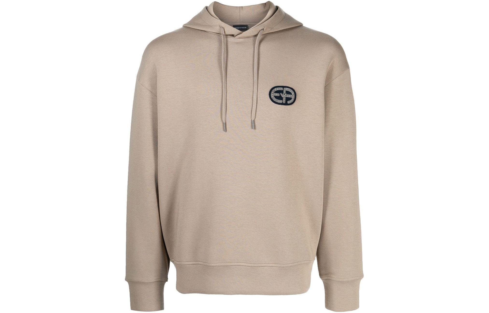 Emporio Armani SS23 Beige Logo Hoodie Long Sleeve Pullover 6L1M84-1JHSZ-0137