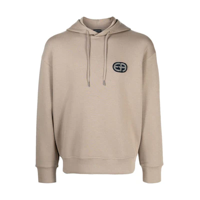 Emporio Armani SS23 Beige Logo Hoodie Long Sleeve Pullover 6L1M84-1JHSZ-0137