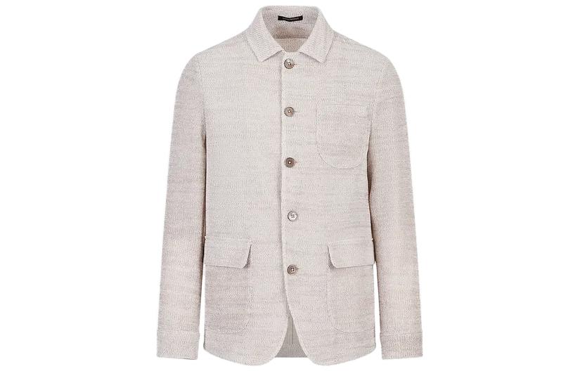 Emporio Armani SS23 Beige Single-Breasted Jacket with Mixed Details D41G54-D1D15-1118