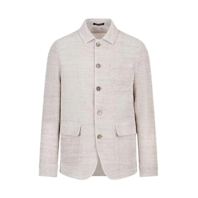 Emporio Armani SS23 Beige Single-Breasted Jacket with Mixed Details D41G54-D1D15-1118