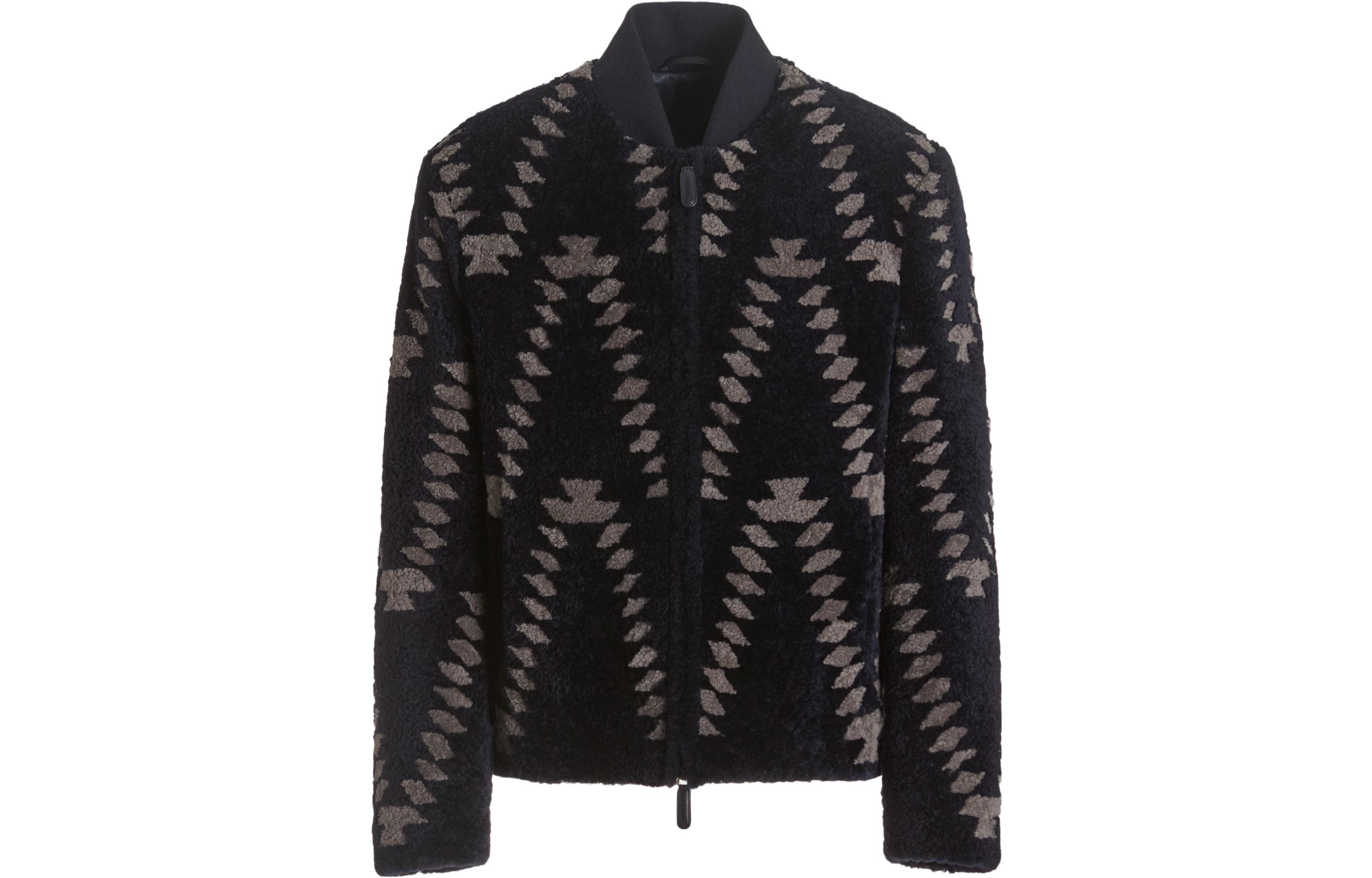 Emporio Armani SS23 Black Diamond Jacquard Zip Jacket H3SR03-CSP03-1011