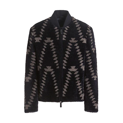 Emporio Armani SS23 Black Diamond Jacquard Zip Jacket H3SR03-CSP03-1011