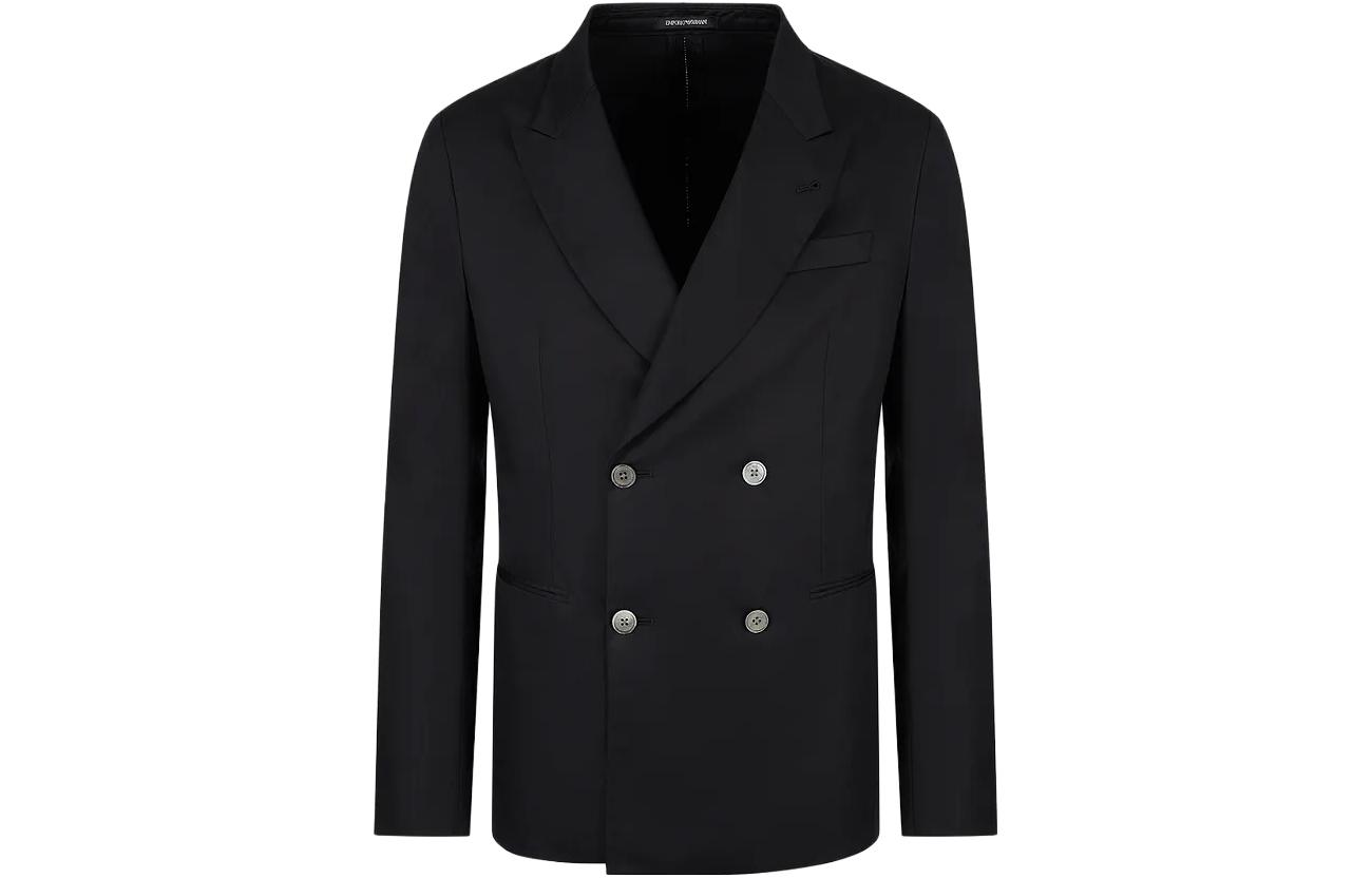 Emporio Armani SS23 Black Double-Breasted Long Sleeve Jacket D41G46-D1180-1999