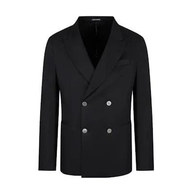 Emporio Armani SS23 Black Double-Breasted Long Sleeve Jacket D41G46-D1180-1999