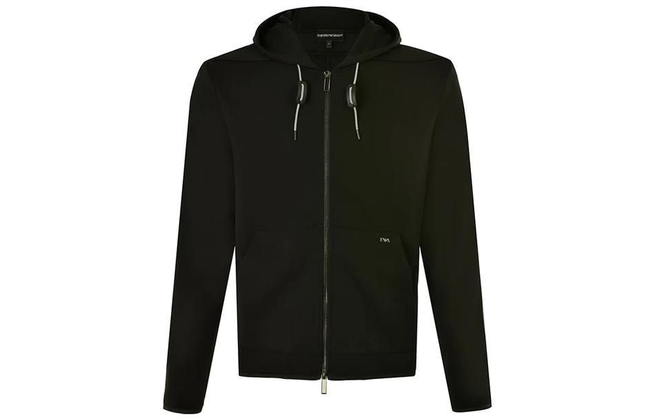 Emporio Armani SS23 Black Hooded Jacket with Dual Pockets 6Y1BD3-JBKZ-999
