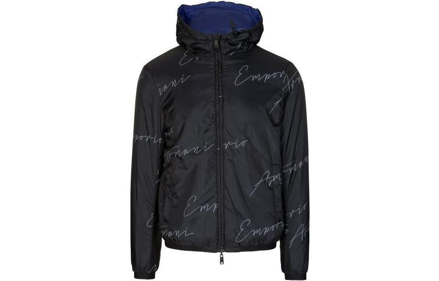 Emporio Armani SS23 Black Letter Print Hooded Jacket 6Z1B97-1NUNZ-F002