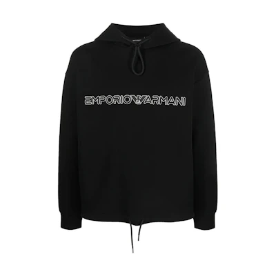 Emporio Armani SS23 Black Logo Embroidered Print Long Sleeve Sweatshirt 3R1MBC-1JHSZ-0999