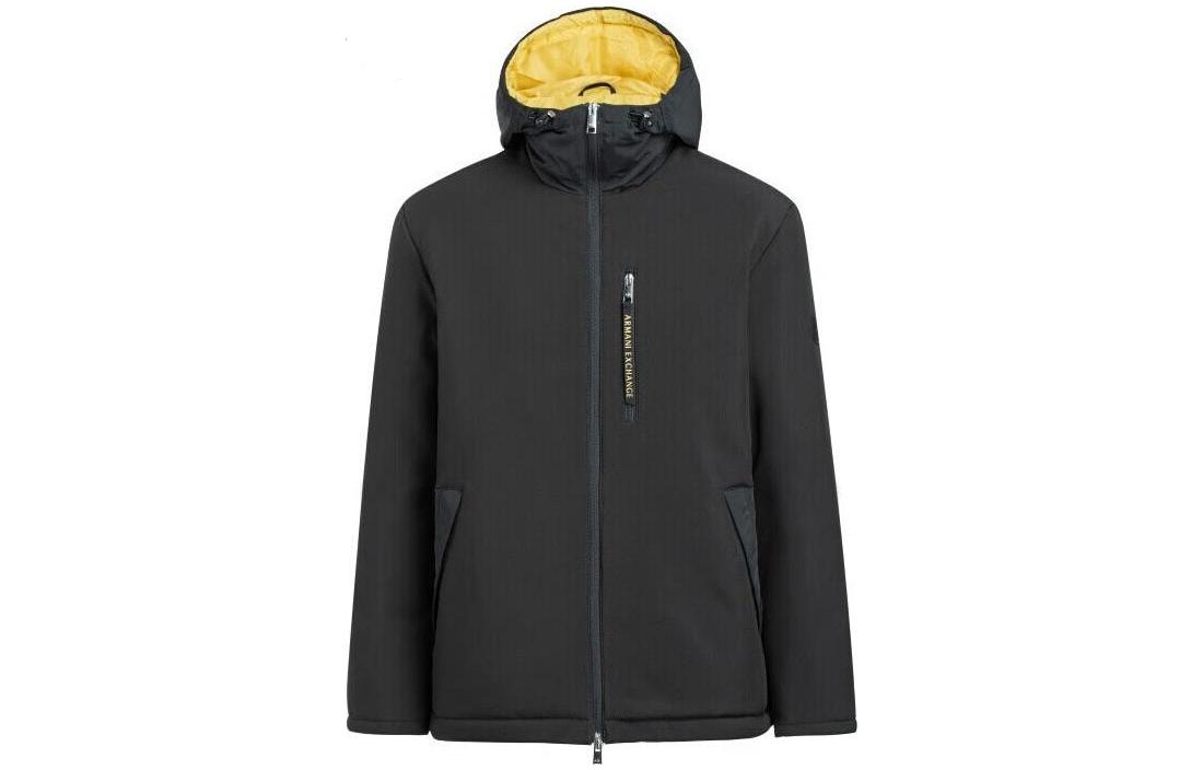 Emporio Armani SS23 Black Logo Print Reversible Cotton Hooded Jacket for Men 6HZB06-ZNNEZ-1200