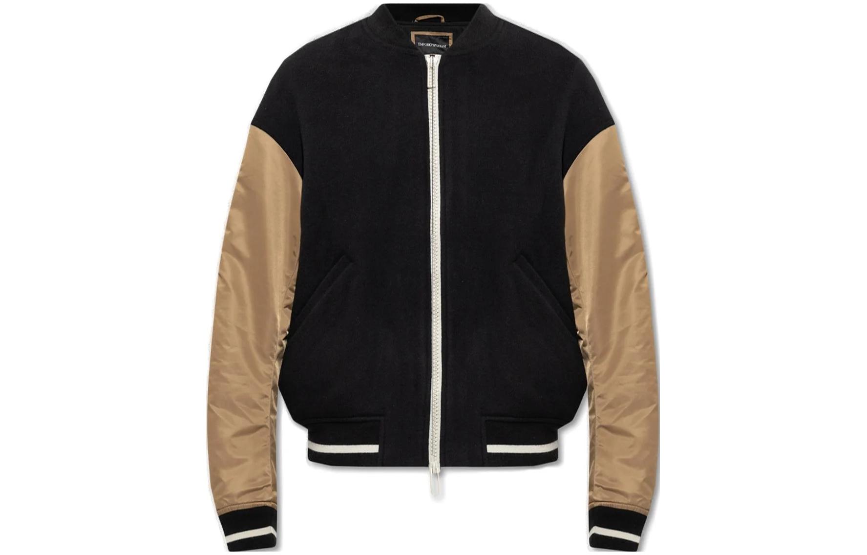 Emporio Armani SS23 Black Patchwork Casual Zip-Up Jacket 445001-NMYZ-0999