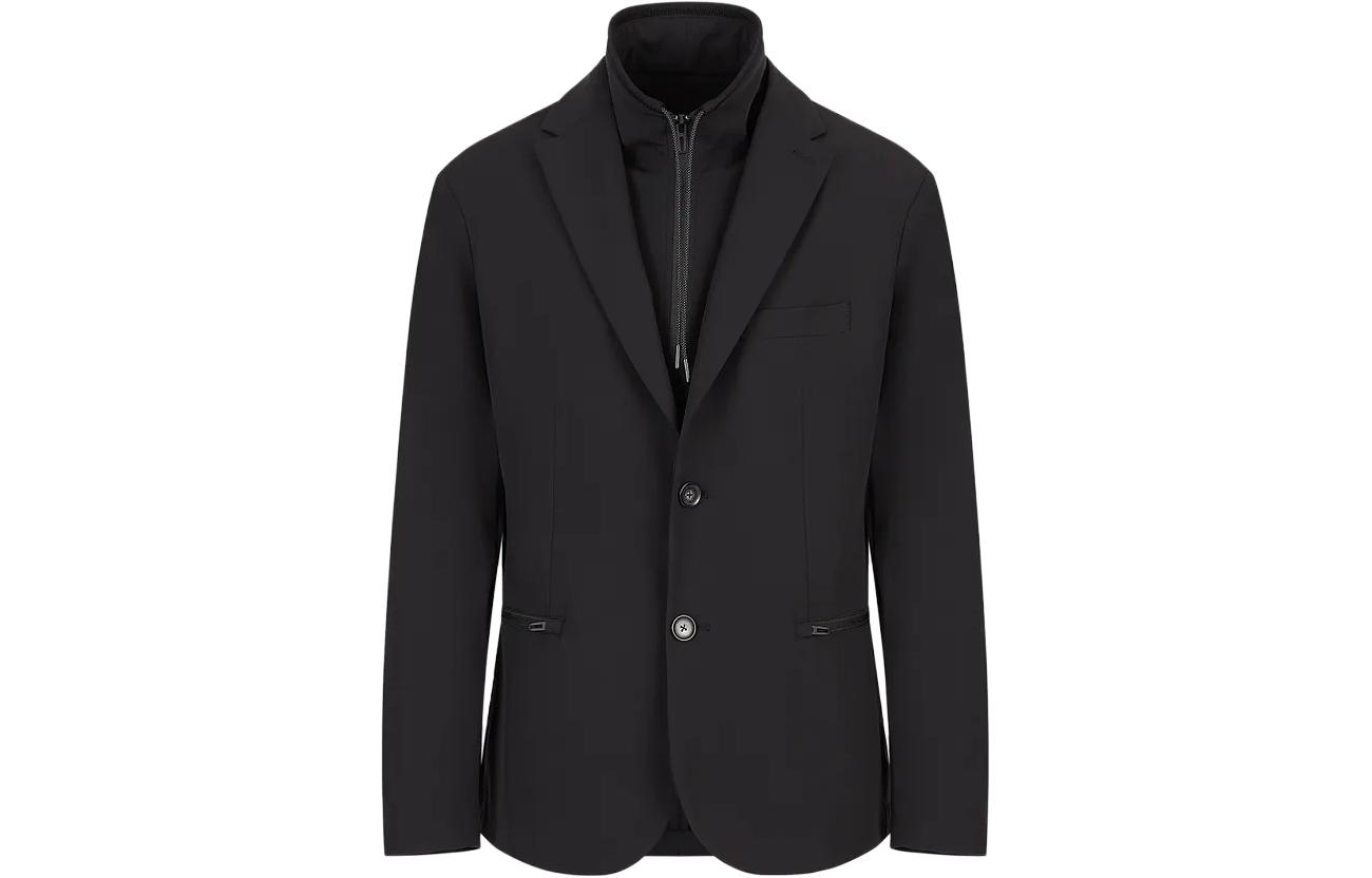 Emporio Armani SS23 Black Single-Breasted Layered Jacket 3R1GL8-1NNIZ-0999