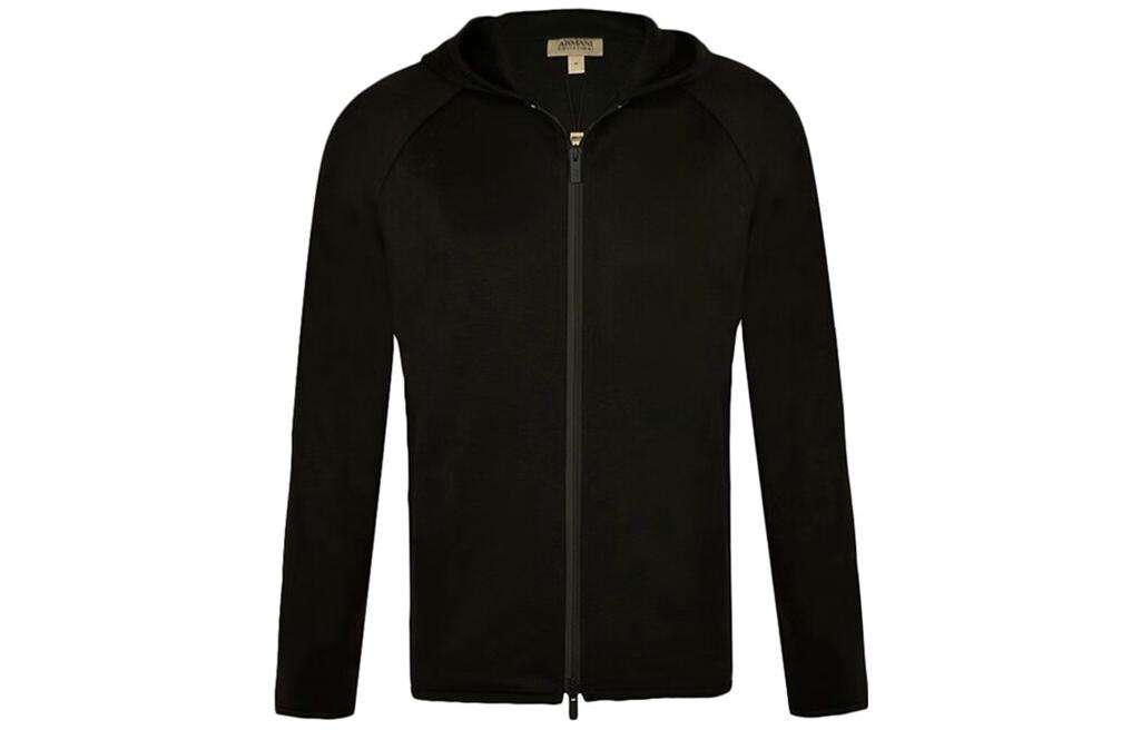 Emporio Armani SS23 Black Solid Color Zip-Up Hoodie Jacket 3YCB51-JBQZ-0999