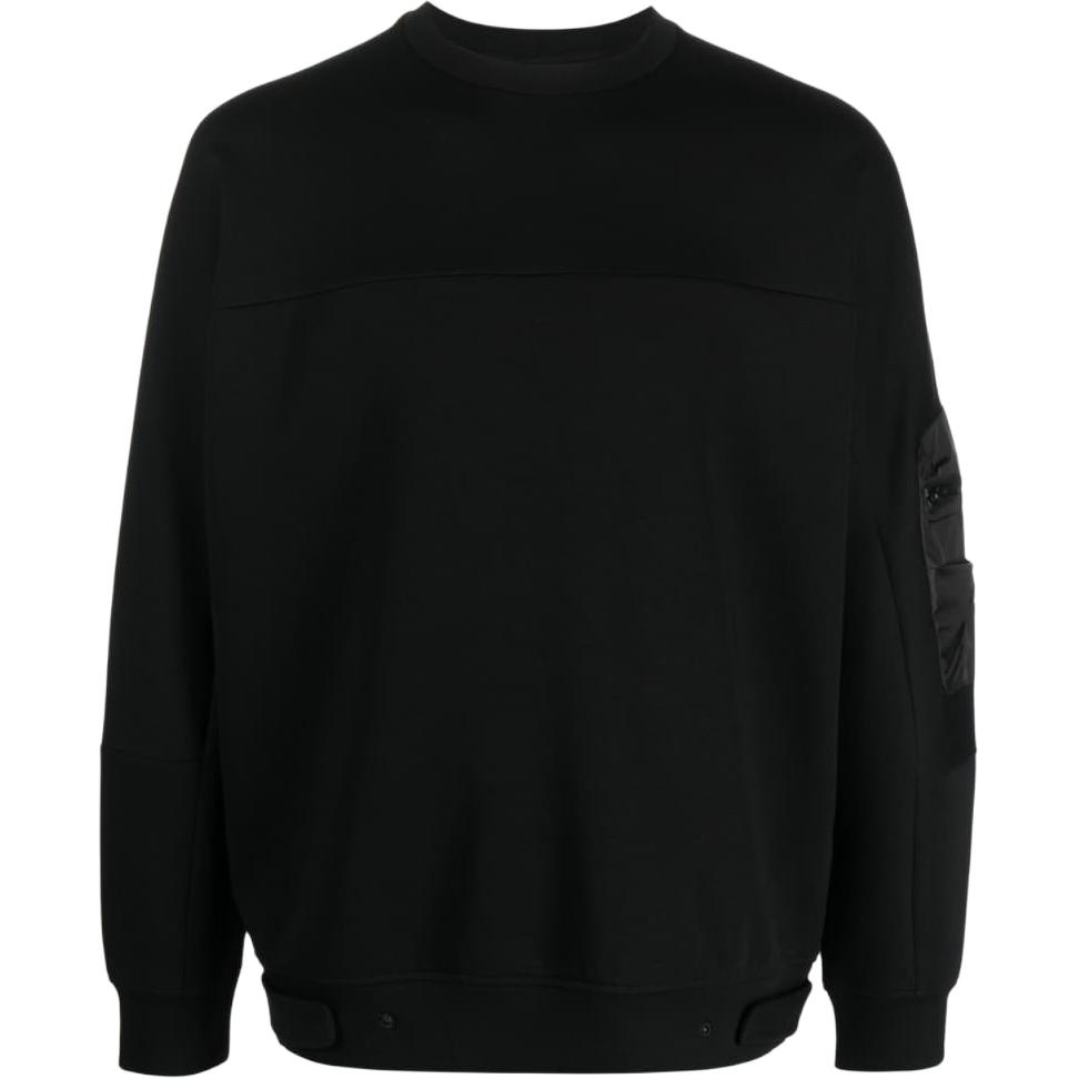 Emporio Armani SS23 Black Solid Cotton Blend Pullover Sweatshirt 3R1MCS-1JHSZ-0999