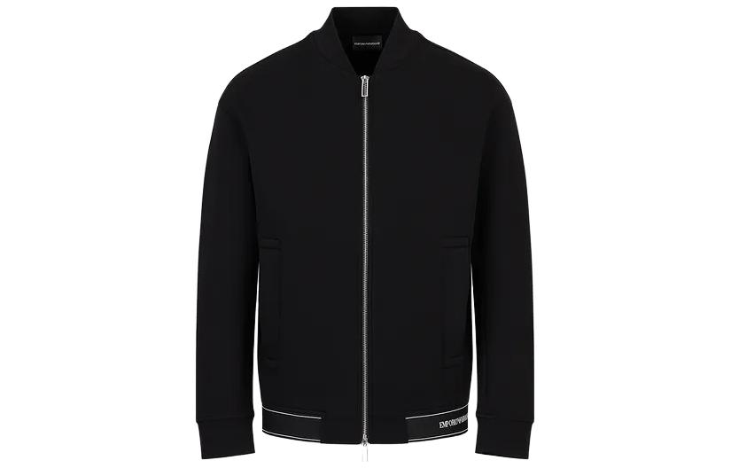 Emporio Armani SS23 Black Solid V-Neck Zip-Up Jacket 3R1MDF1-JHSZ1-0999