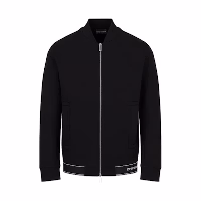 Emporio Armani SS23 Black Solid V-Neck Zip-Up Jacket 3R1MDF1-JHSZ1-0999