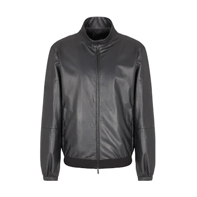 Emporio Armani SS23 Black Solid Zip-Up Jacket with Stand Collar D4SR89-DSP89-1999