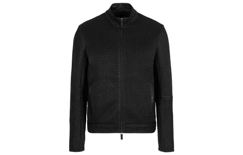 Emporio Armani SS23 Black Solid Zip-Up Stand Collar Jacket H41R81-E1P81-1999