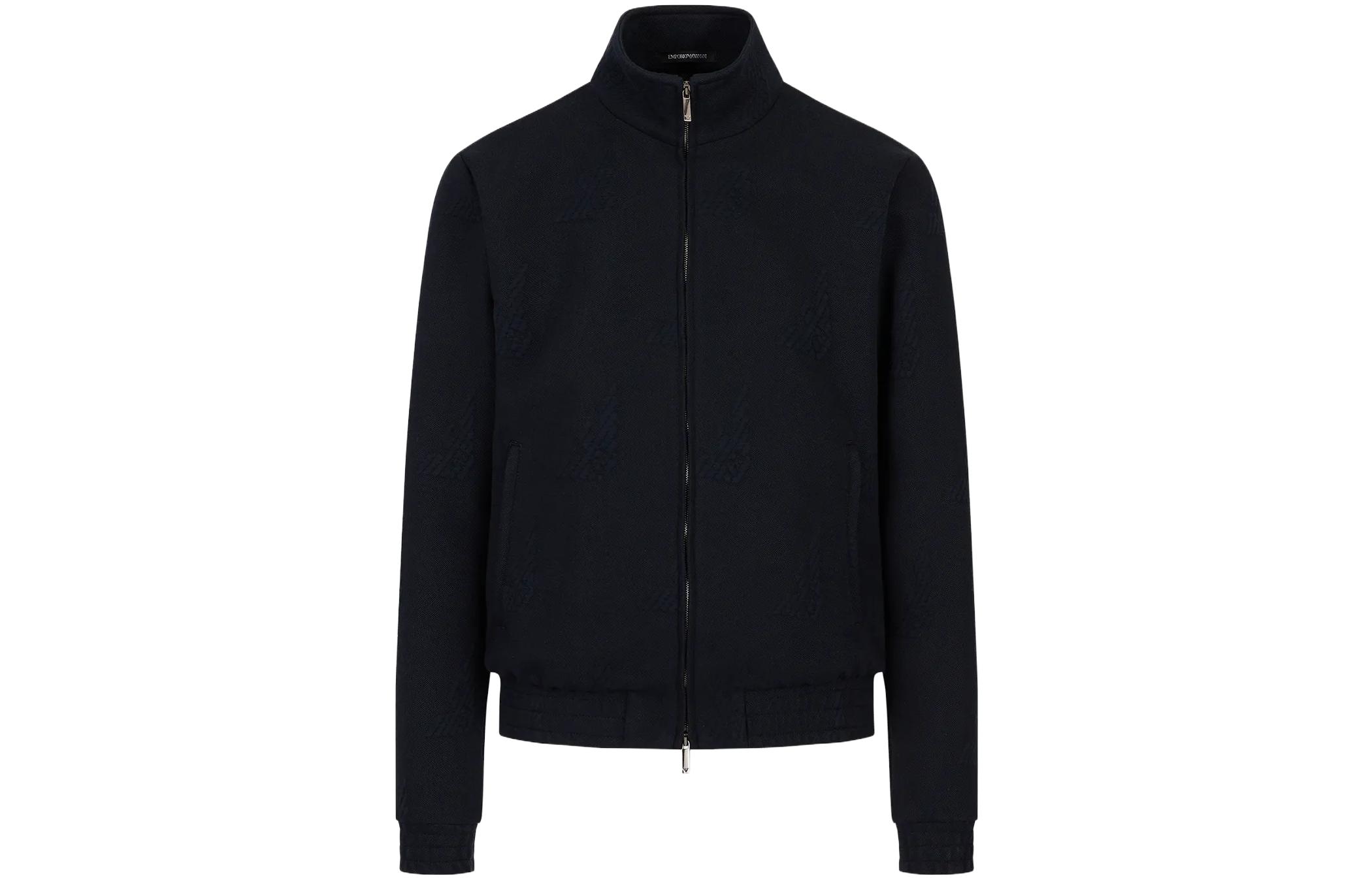 Emporio Armani SS23 Black Stand Collar Zip Jacket with Eagle Logo D41R29-D1008-1922