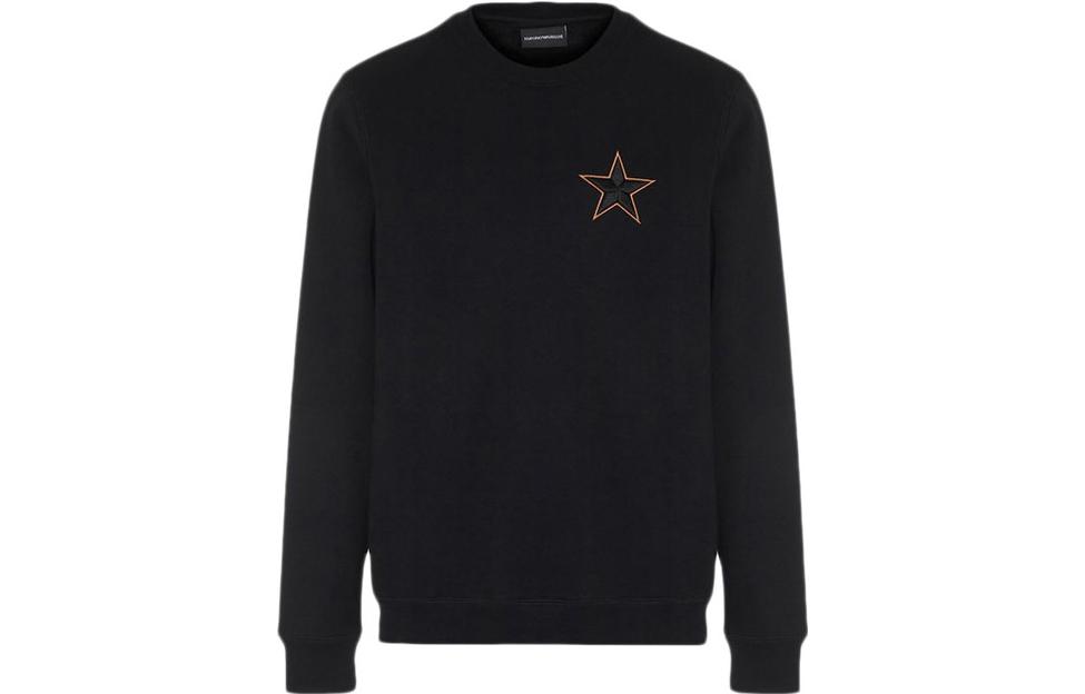 Emporio Armani SS23 Black Sweatshirt with Star Print Casual Design 6G1MC8-JQPZ-0999