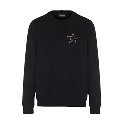 Emporio Armani SS23 Black Sweatshirt with Star Print Casual Design 6G1MC8-JQPZ-0999