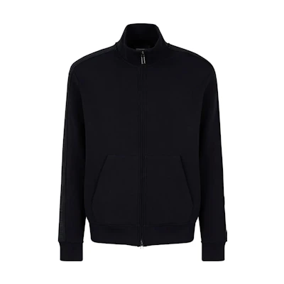 EMPORIO ARMANI SS23 Black Zip-Up Hoodie Solid Color Design. 6R1MF11-JHSZ1-0920