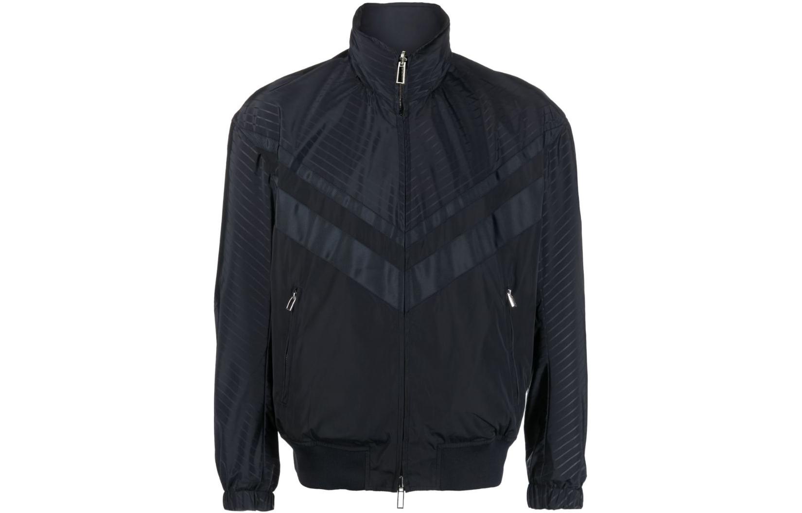 Emporio Armani SS23 Black Zip-Up Jacket with Subtle Pattern Design 3R1BQ7-1NVRZ-0920