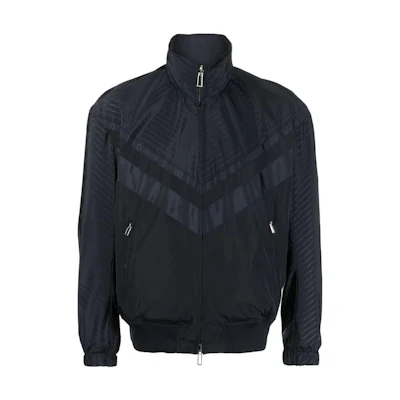 Emporio Armani SS23 Black Zip-Up Jacket with Subtle Pattern Design 3R1BQ7-1NVRZ-0920