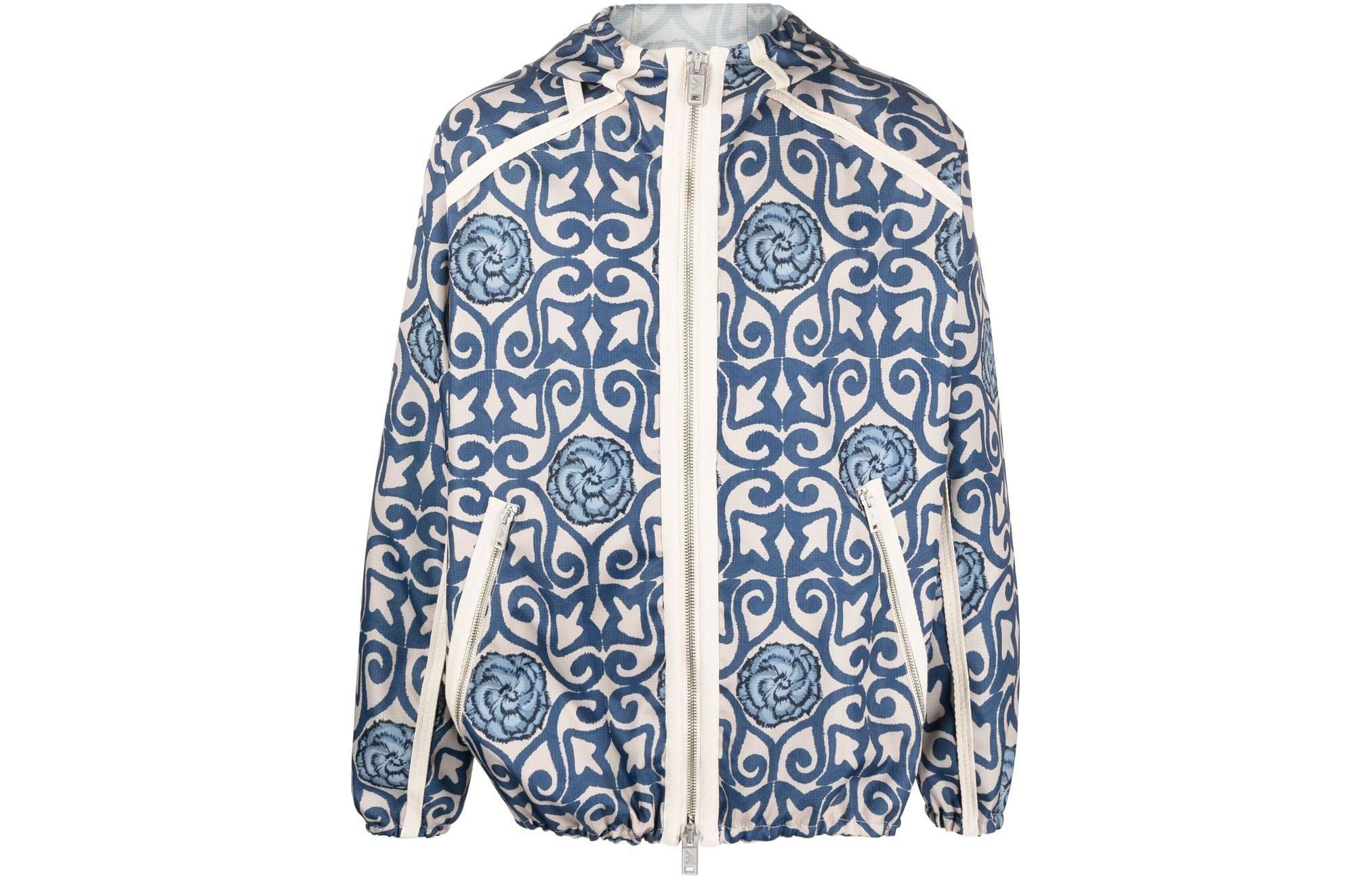 Emporio Armani SS23 Blue Large Print Bomber Jacket 3R1B6F-1N6HZ-F945