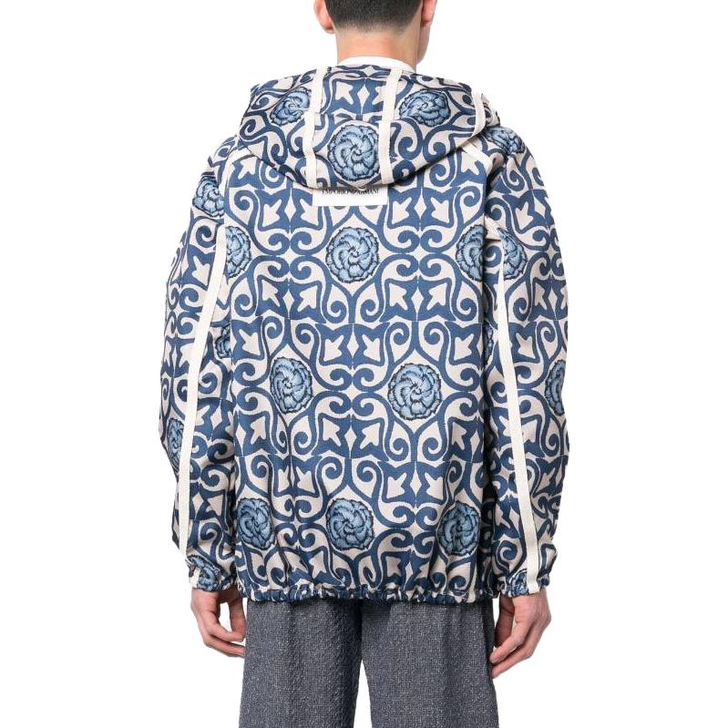 Shop Emporio Armani SS23 Chaqueta Bomber Azul con Estampado Grande 3R1B6F-1N6HZ-F945