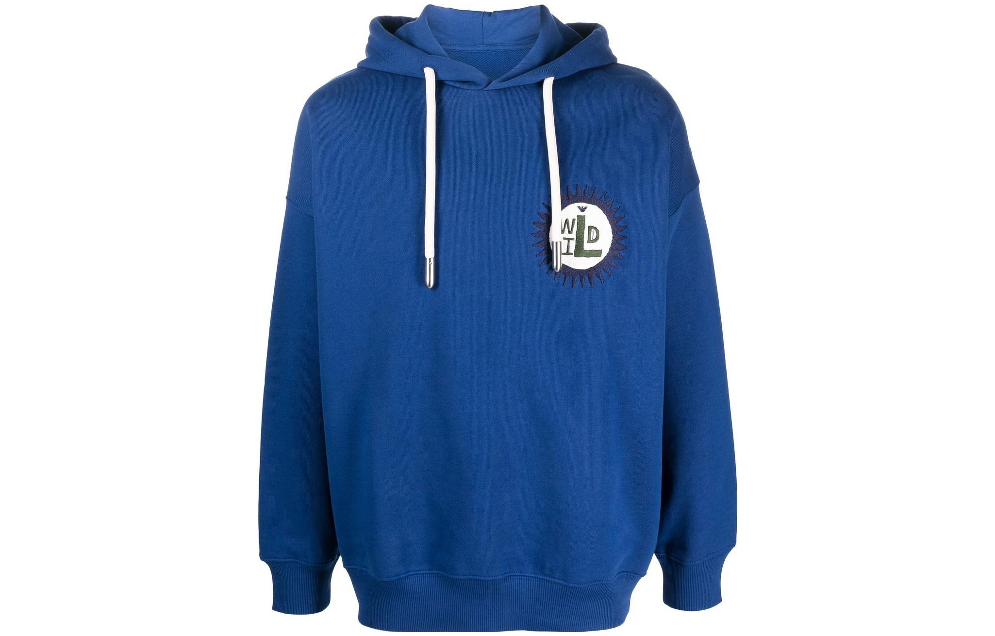 Emporio Armani SS23 Blue Logo Embroidered Casual Hoodie 3R1M6I-1JSFZ-0959