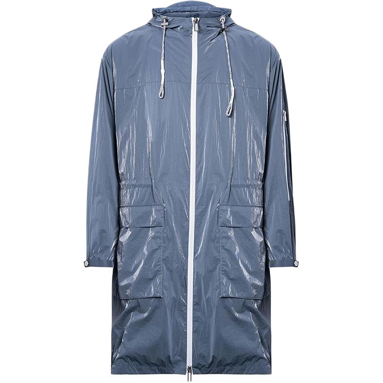 Emporio Armani SS23 Blue Solid Logo Lettering Hooded Jacket Mens 3K1L99-1NZUZ-668