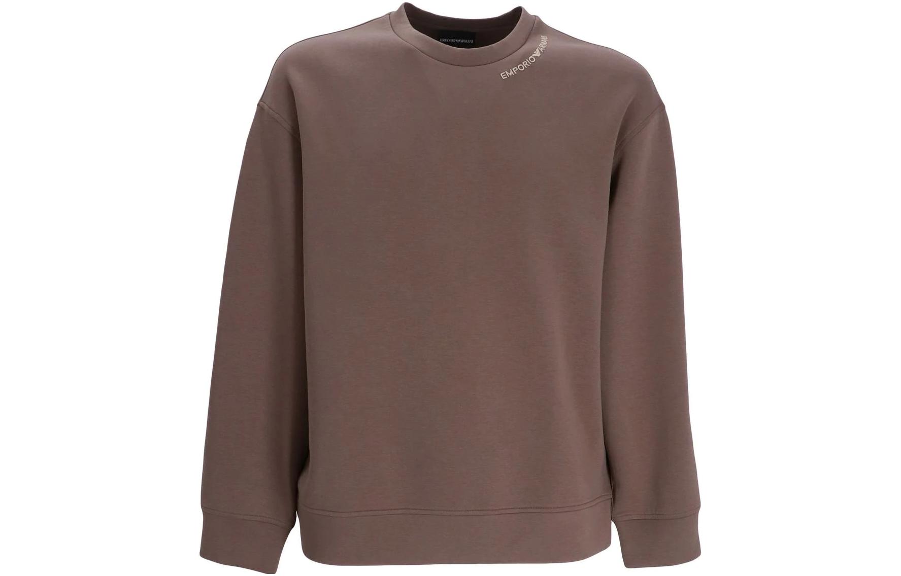 Emporio Armani SS23 Brown Logo Printed Long Sleeve Sweatshirt 3R1MCY-1JHSZ-0440