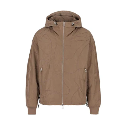 Emporio Armani SS23 Brown Solid Color Zip Pocket Hooded Jacket for Men 3R1BS5-1NNFZ-0440