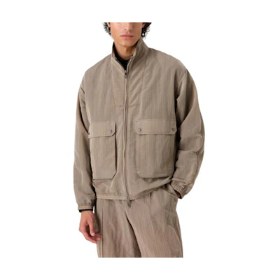 Emporio Armani SS23 Brown Solid Zip-Up Loose-Fit Jacket 3D1BG7-1NJUZ-0650