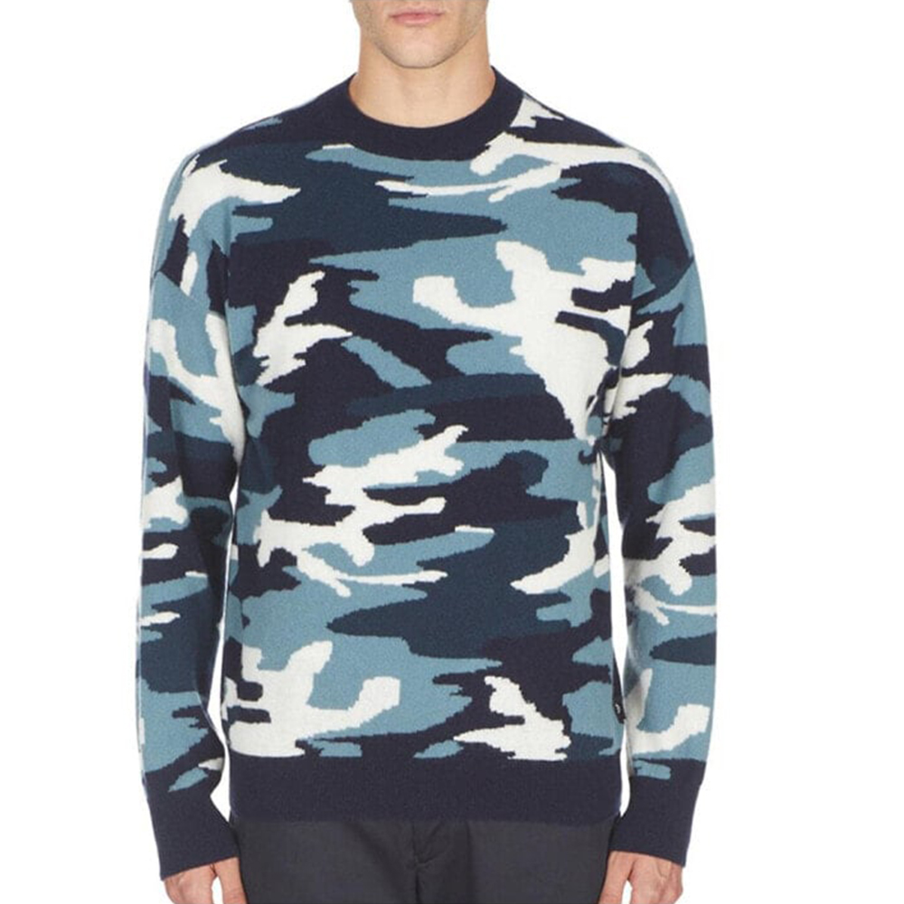 Buy EMPORIO ARMANI SS23 Camouflage Crewneck Long Sleeve Sweater Men’s Blue 3L1MT6-1MD5Z-F977