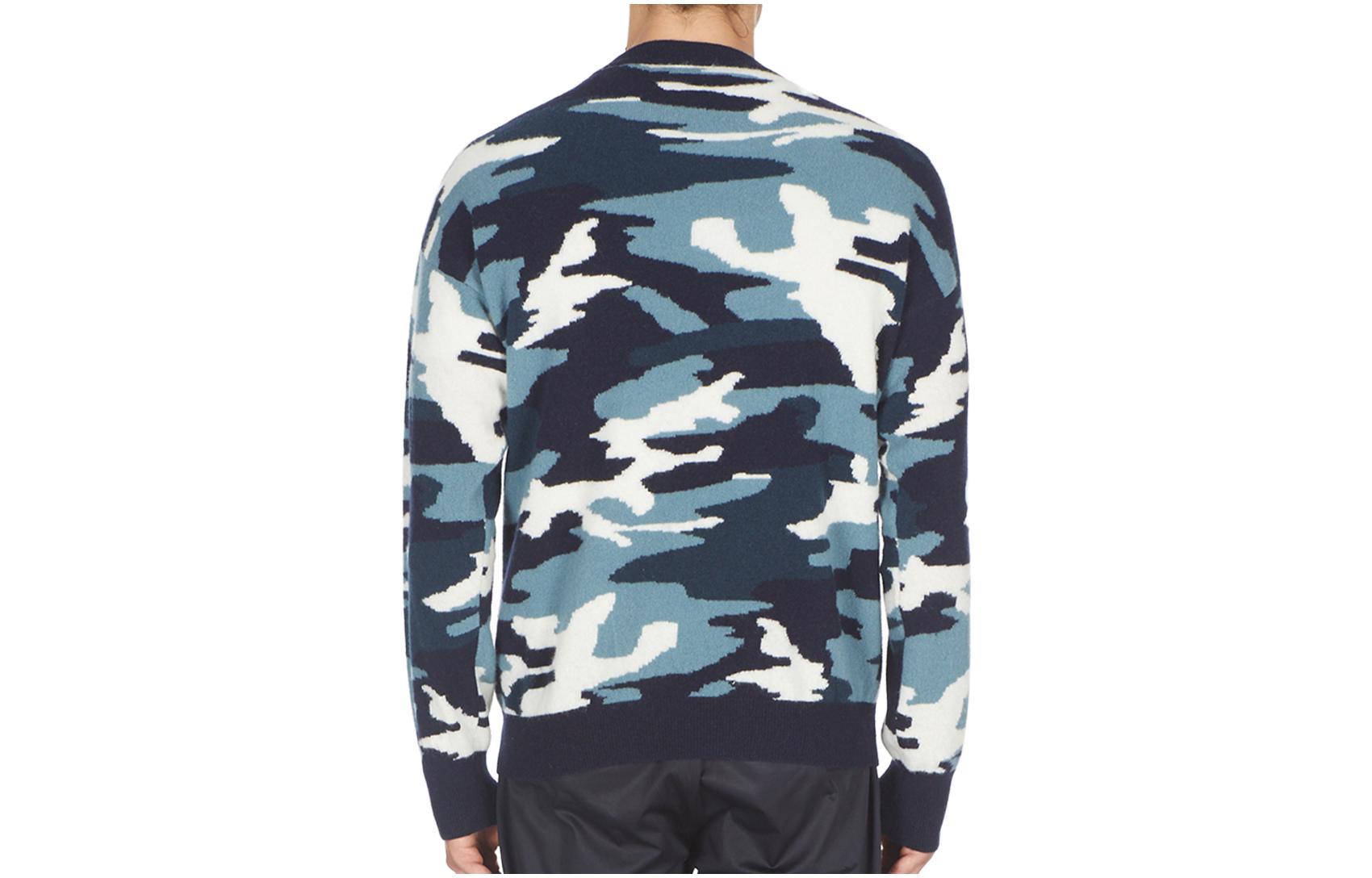 Lookbook EMPORIO ARMANI SS23 Camouflage Crewneck Long Sleeve Sweater Men’s Blue 3L1MT6-1MD5Z-F977
