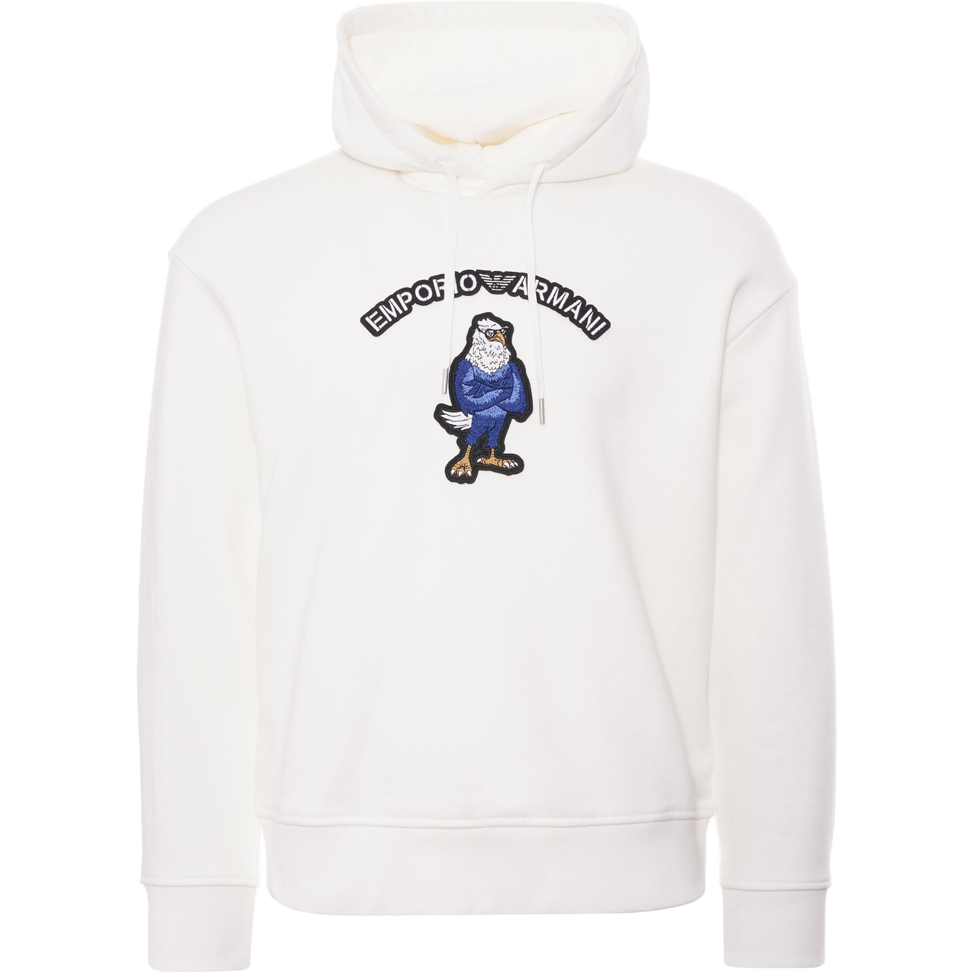 Emporio Armani SS23 Cartoon Eagle Hoodie Pullover White 3L1MFL