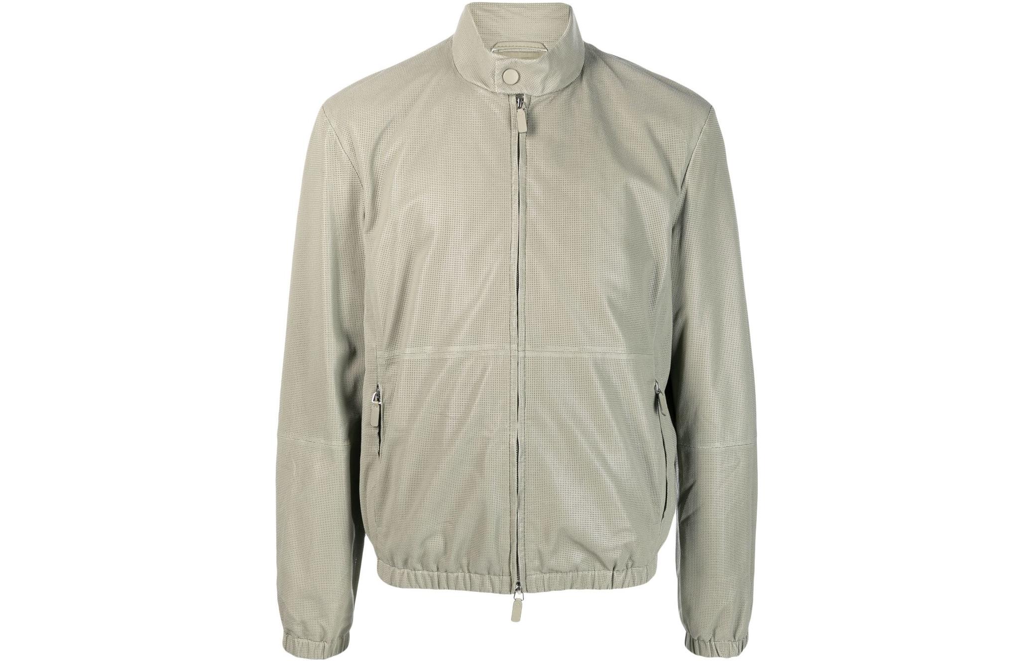 Emporio Armani SS23 Charcoal Lambskin Leather Jacket D41R86-D1P86-618