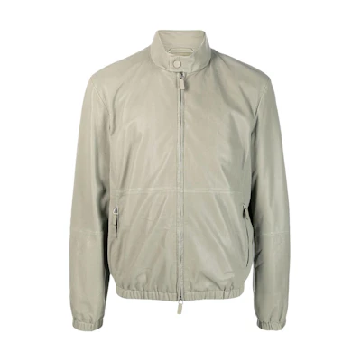 Emporio Armani SS23 Charcoal Lambskin Leather Jacket D41R86-D1P86-618