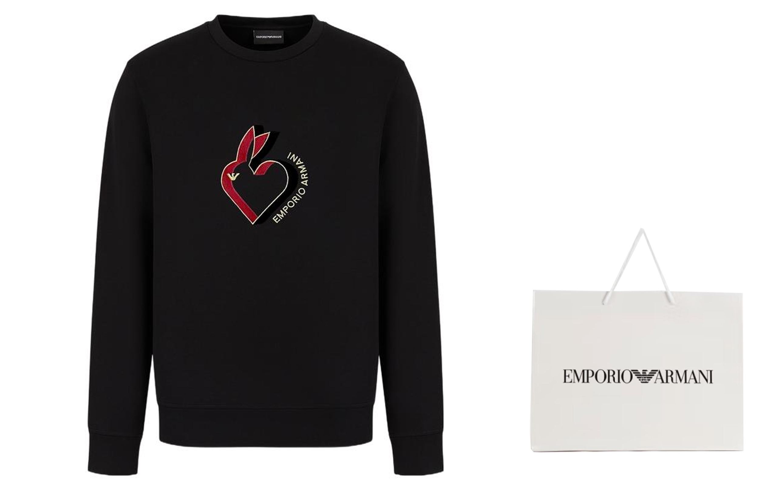Lookbook EMPORIO ARMANI SS23 Chinese New Year Rabbit Embroidery Sweatshirt Black . 3R1MBJ-1JHSZ-0999