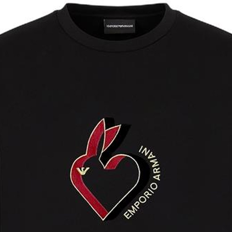 Details for EMPORIO ARMANI SS23 Chinese New Year Rabbit Embroidery Sweatshirt Black . 3R1MBJ-1JHSZ-0999