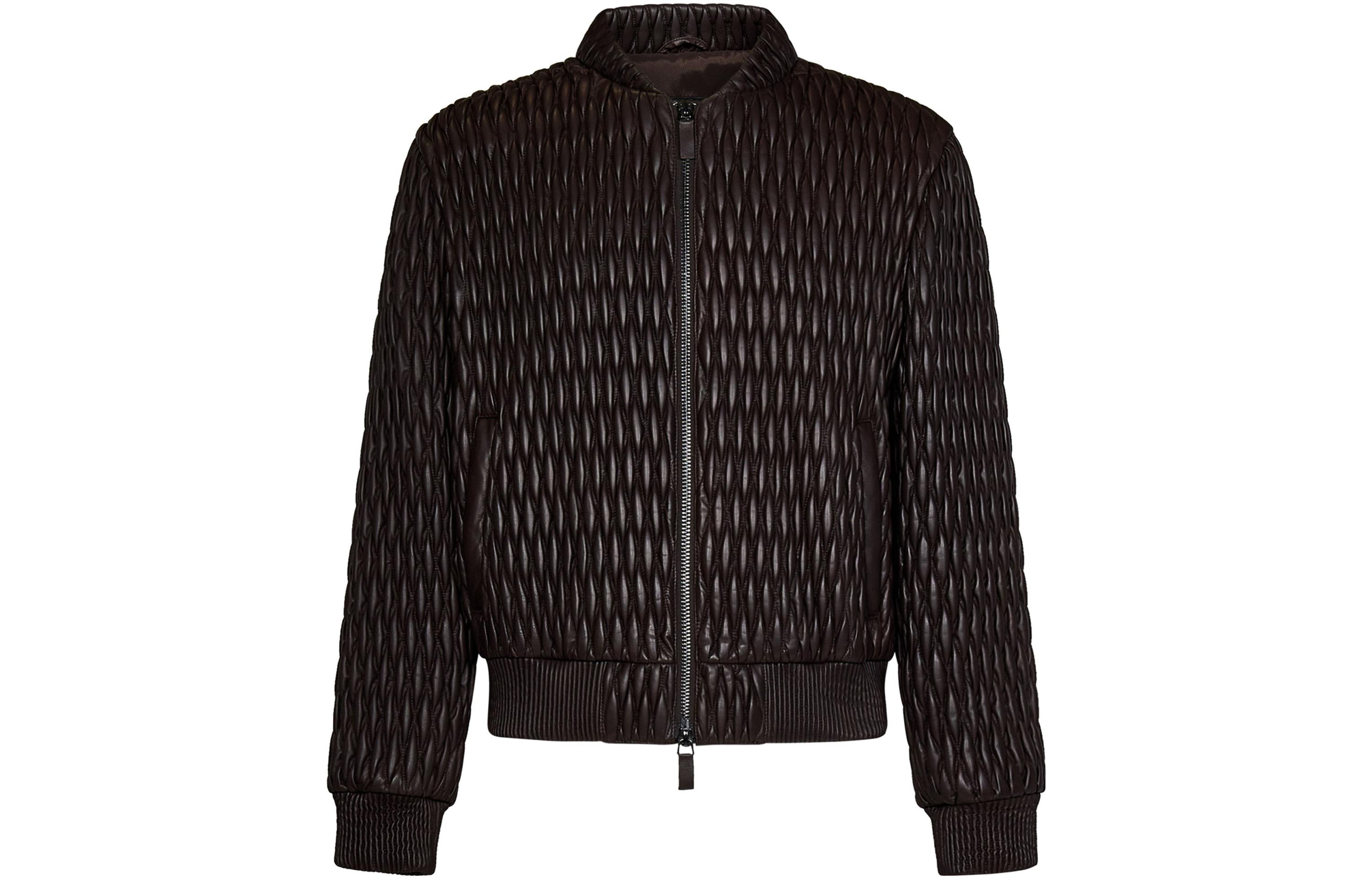 Emporio Armani SS23 Chocolate Glossy Leather Jacket H41R89-E1P89-475