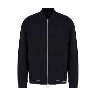 Emporio Armani SS23 Color-Block Logo Baseball Collar Zip Jacket Navy 3R1MDF-1JHSZ-0920