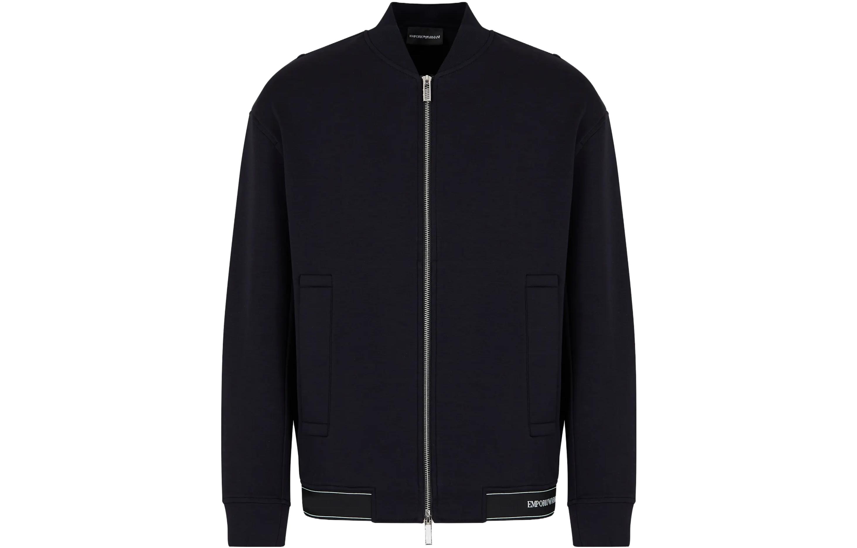 Order Emporio Armani SS23 拼色Logo棒球領拉鍊外套 深藍 3R1MDF-1JHSZ-0920